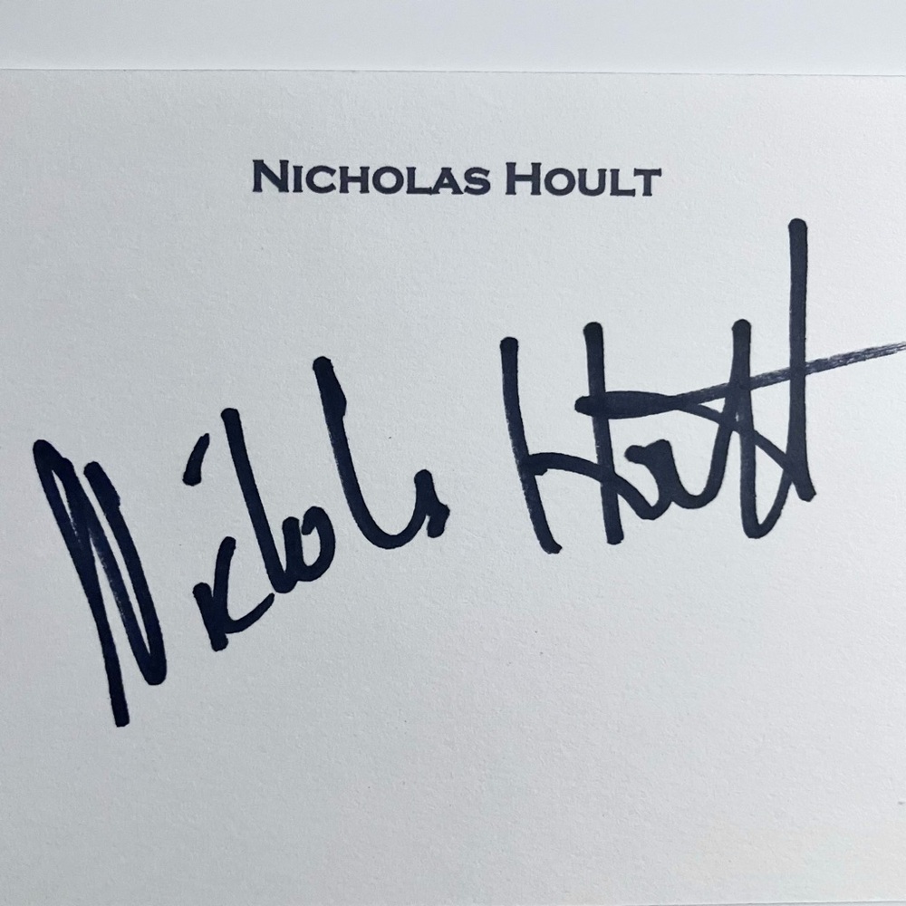 NICHOLAS HOULT Signed 3x5 Card / BRITISH Actor / X-MEN, Mad Max, SUPERMAN, Skins